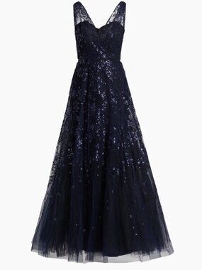 Amsale  Sequined Tulle Gown